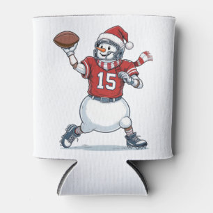 Snowman Football Player Christmas 2026 Holiday   Can Cooler