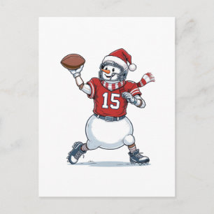 Snowman Football Player Christmas 2026 Holiday Postcard