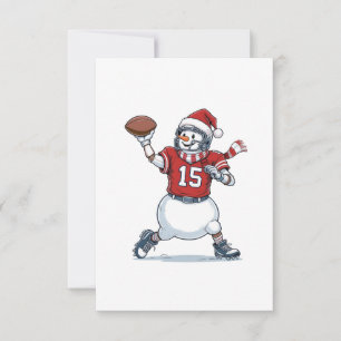 Snowman Football Player Christmas 2026 Holiday Thank You Card