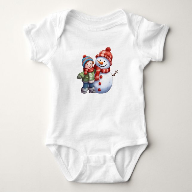 Snowman Friendship Baby Bodysuit (Front)