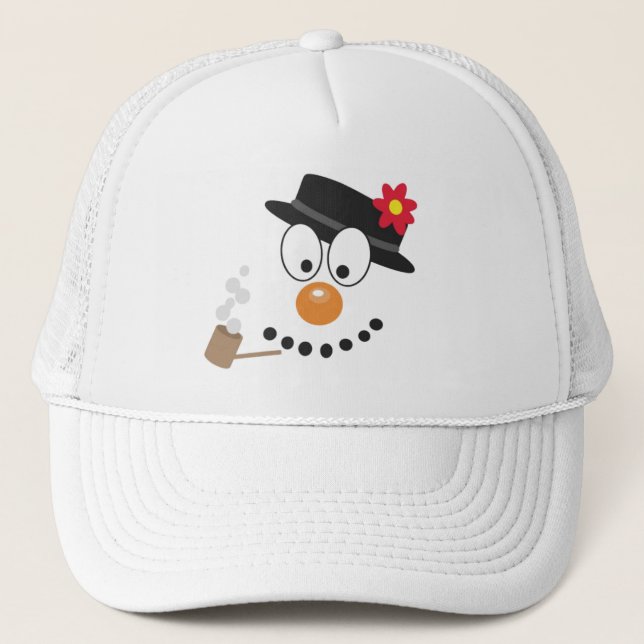 Snowman Funny Cute Christmas Novelty Trucker Hat (Front)