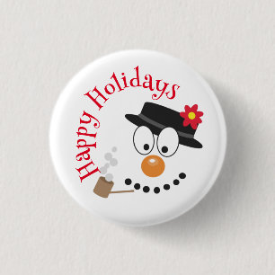 Snowman Funny Face Cute Novelty Christmas 3 Cm Round Badge