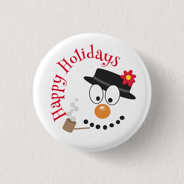 Snowman Funny Face Cute Novelty Christmas 3 Cm Round Badge (Front)