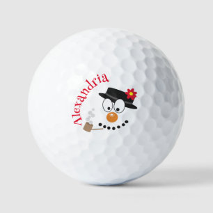 Snowman Funny Face Cute Novelty Christmas Golf Balls