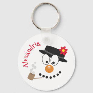 Snowman Funny Face Cute Novelty Christmas Key Ring