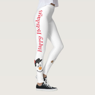 Snowman Funny Face Cute Novelty Christmas Leggings