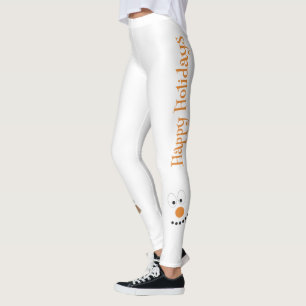 Snowman Funny Face Cute Novelty Christmas Leggings