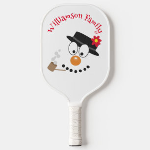 Snowman Funny Face Cute Novelty Christmas Pickleball Paddle