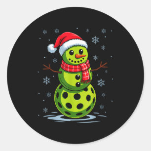 Snowman - funny pickleball christmas pickle ball  classic round sticker