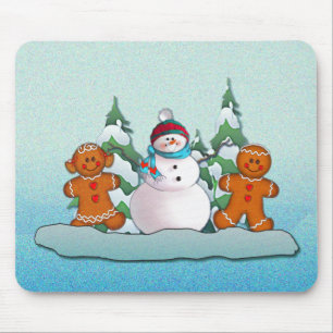 SNOWMAN & GINGERBREAD KIDS by SHARON SHARPE Mouse Pad