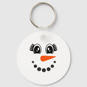 Snowman Girl Face For Girls Christmas Winter  Key Ring