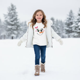 Snowman Girl Face T-Shirt for Kids