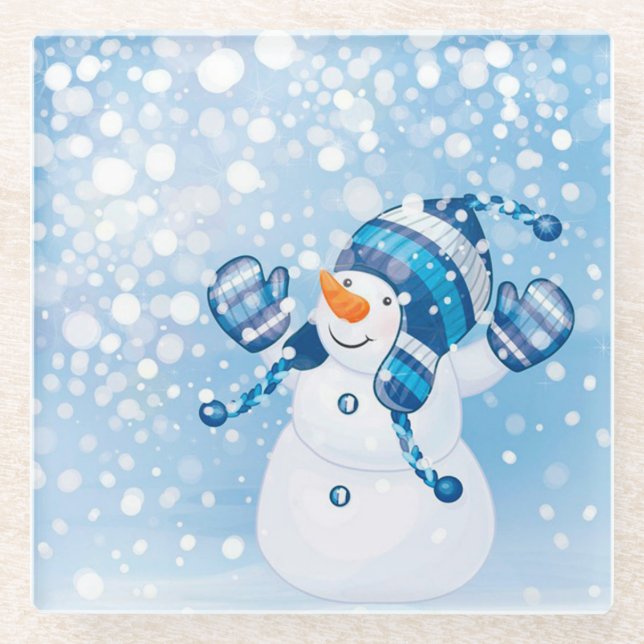 Snowman Glass Coaster (Front)