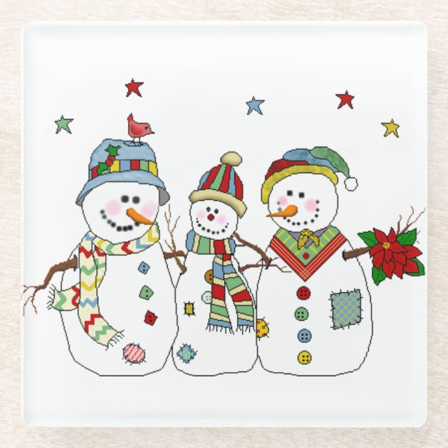 Snowman Glass Coaster (Front)