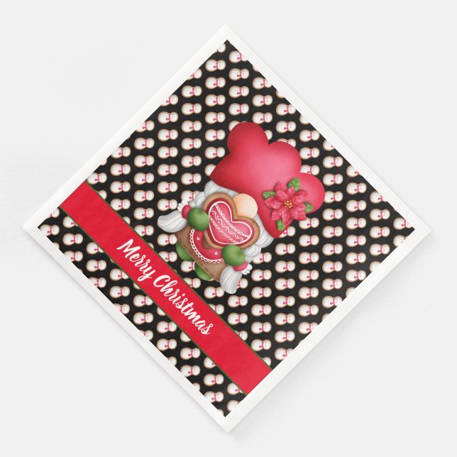 Snowman Gnome Customise Colour and Text Napkin (Corner)