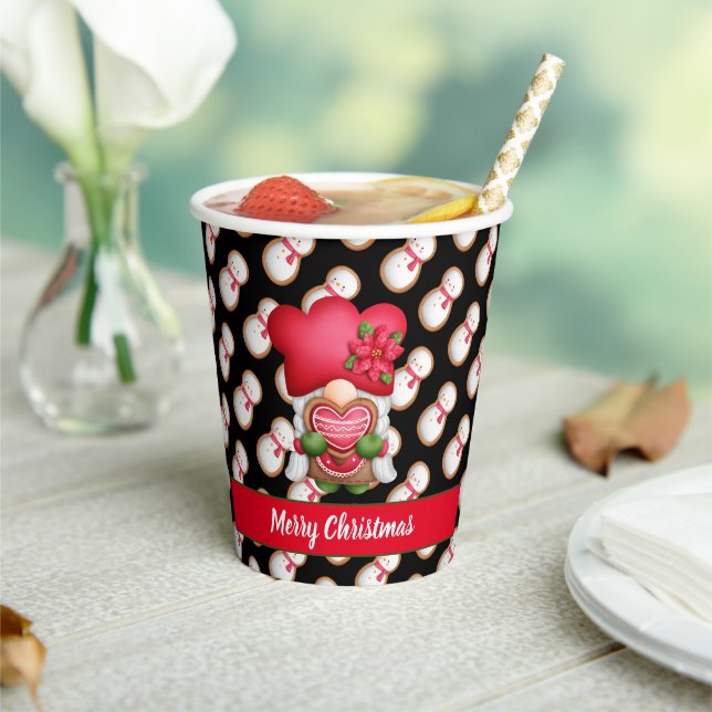 Snowman Gnome Customise Colour and Text Paper Cups (Insitu)