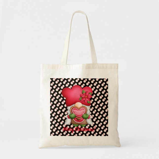 Snowman Gnome Customise Colour and Text Tote Bag (Front)