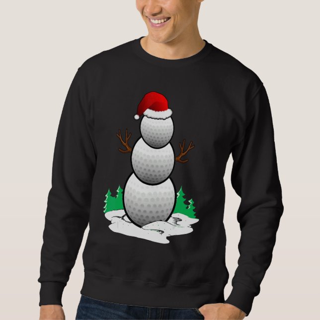Snowman Golf Ball Santa Hat Christmas Pajama Xmas Sweatshirt (Front)
