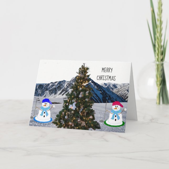 Snowman Golfers Christmas Card (Front)