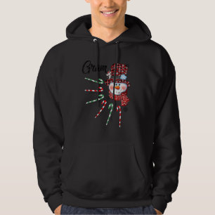 Snowman Gram Candy Cane Red Plaid Christmas Hoodie