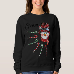 Snowman Gram Candy Cane Red Plaid Christmas Sweatshirt