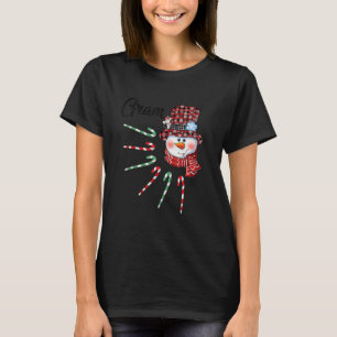 Snowman Gram Candy Cane Red Plaid Christmas T-Shirt