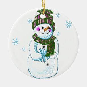 Snowman Granny Ceramic Tree Decoration