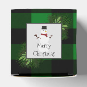 Snowman Green Buffalo Plaid Favour Box