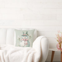 Snowman Green Modern Watercolor