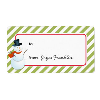 Snowman green stripes custom to from gift tag