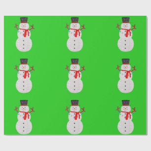 Snowman Green Wrapping Paper