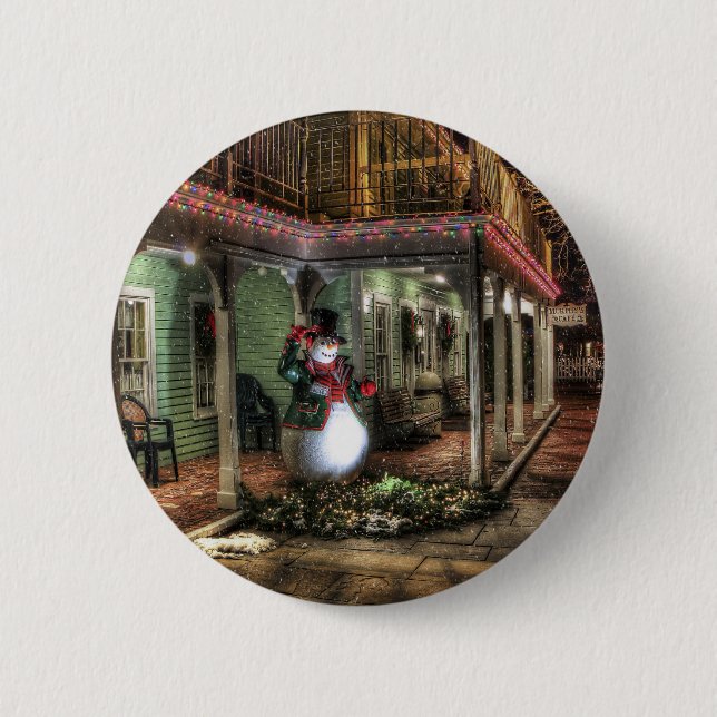 Snowman Greetings 6 Cm Round Badge (Front)