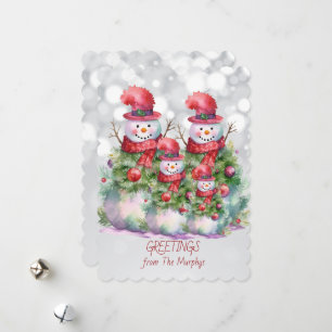 Snowman Greetings from the Name Family Holiday Card