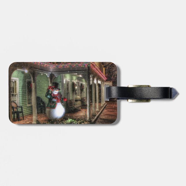 Snowman Greetings Luggage Tag (Back Horizontal)