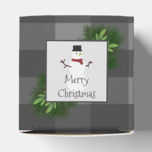 Snowman Grey Buffalo Plaid Favour Box
