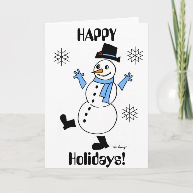 Snowman "HAPPY HOLIDAYS" Card (Front)