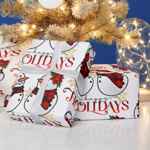 Snowman Happy Holidays Christmas Wrapping Paper