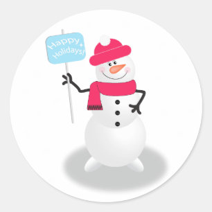 Snowman Happy Holidays Classic Round Sticker