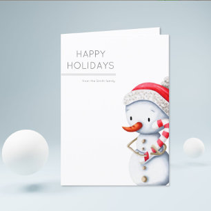 Snowman Happy Holidays from the Family Christmas Holiday Card