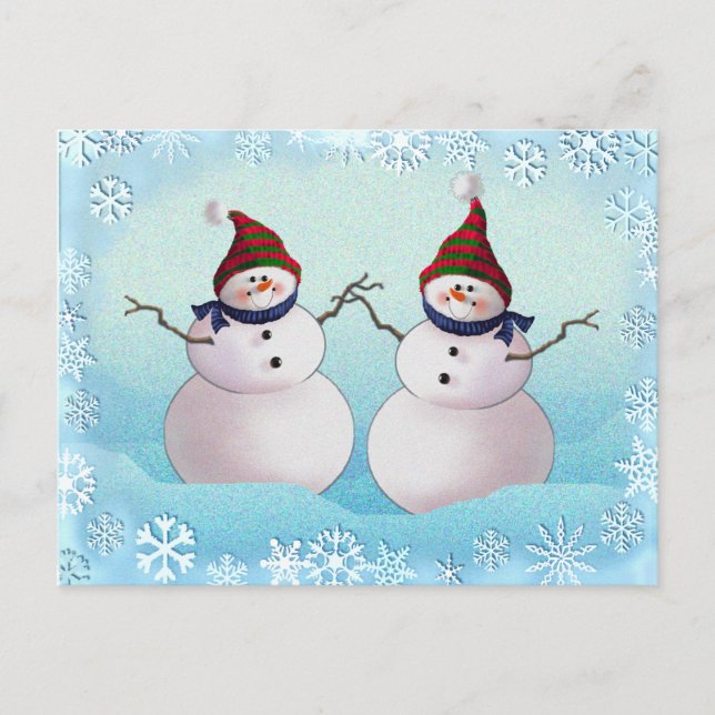 SNOWMAN & HATS by SHARON SHARPE Postcard (Front)