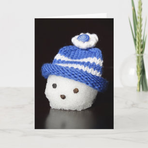 Snowman Head in Blue Hat Holiday Card