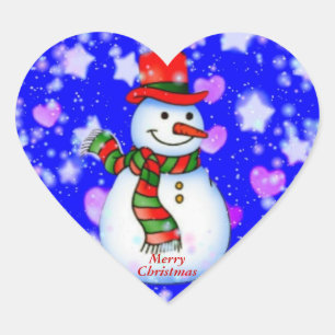 Snowman Heart Sticker