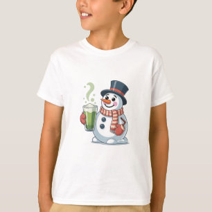 Snowman Holding Matcha Drink Christmas Lovers T-Shirt