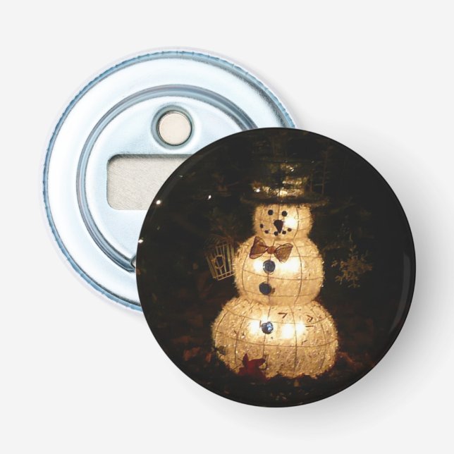 Snowman Holiday Light Display Bottle Opener (Front)