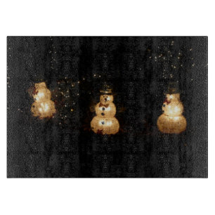 Snowman Holiday Light Display Cutting Board