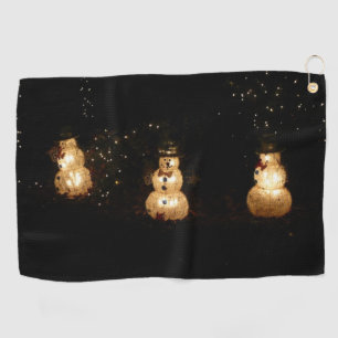 Snowman Holiday Light Display Golf Towel