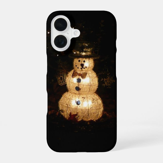 Snowman Holiday Light Display iPhone 16 Case (Back)
