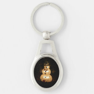 Snowman Holiday Light Display Key Ring