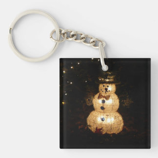 Snowman Holiday Light Display Key Ring