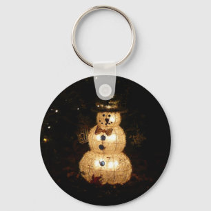 Snowman Holiday Light Display Key Ring
